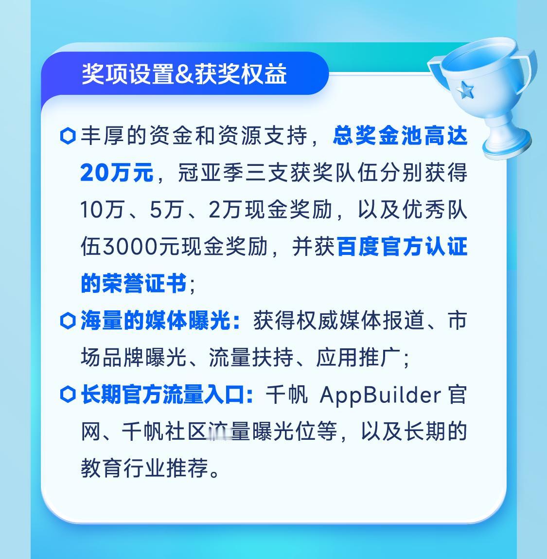 在不久前开赛的百度智能云千帆杯常规赛赛事中，“效率工具常规赛”赛道和“K12教育