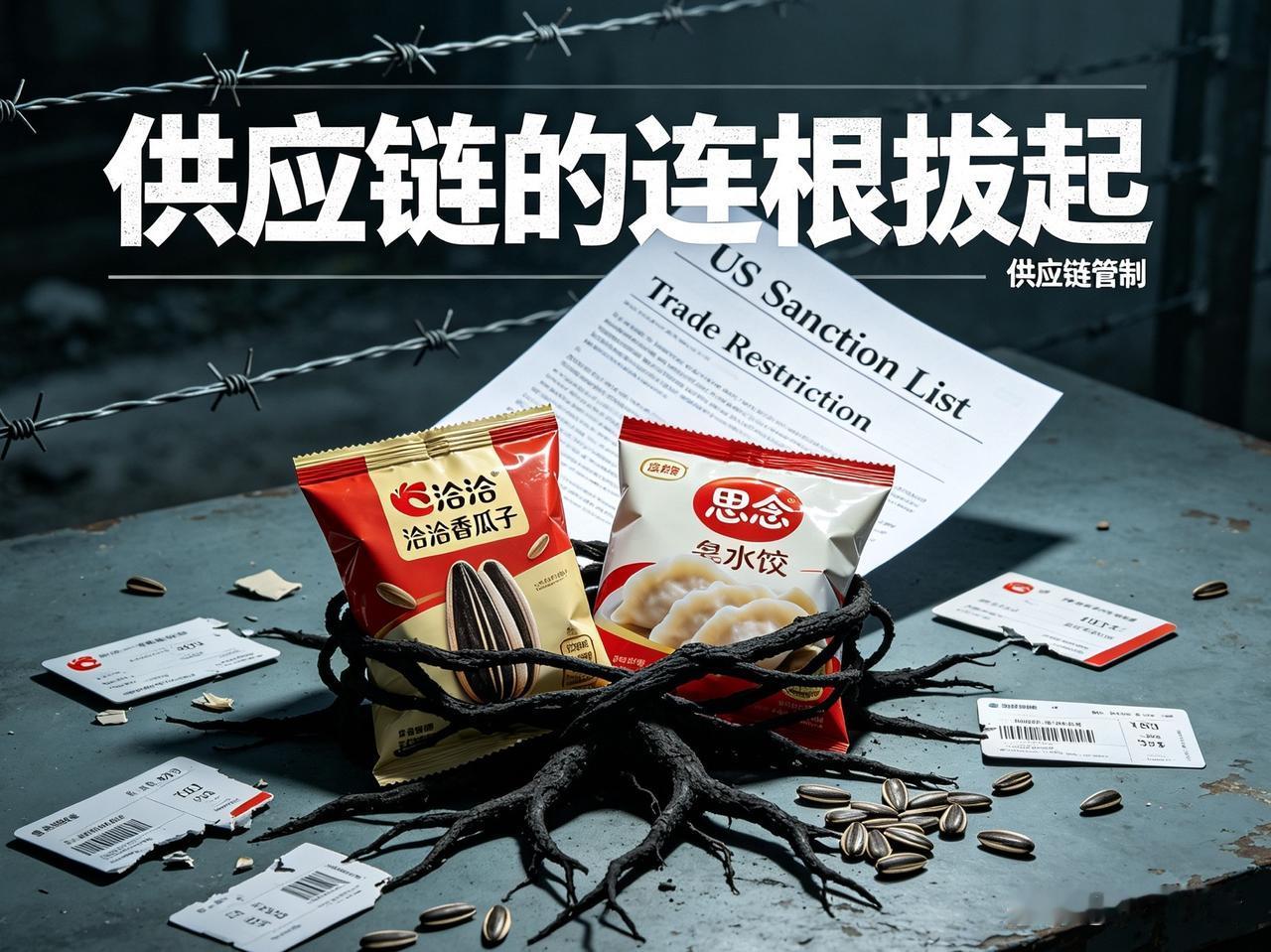 美国制裁洽洽瓜子、思念水饺、七匹狼男装并不是闹剧，而是对中国供应链的连根拔起！