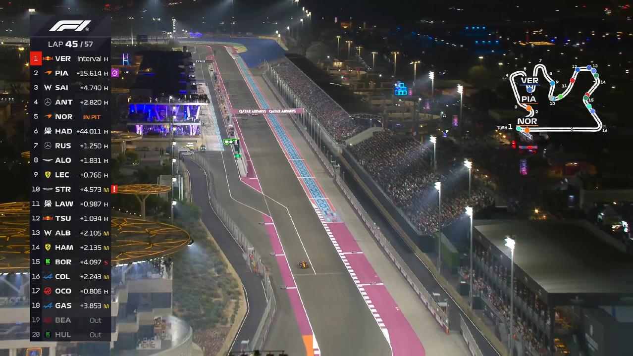 迈凯伦双雄都进站了，皮亚第二，诺里斯第五。按现在排名积分榜：
维斯塔潘396
皮