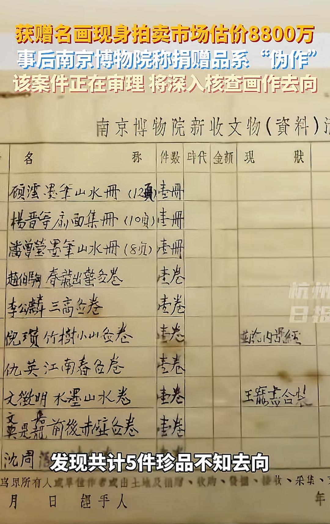 摊上大事了！
南京博物院和庞家较上劲了。
要不是庞家拿出当年捐赠的清单和收据，恐
