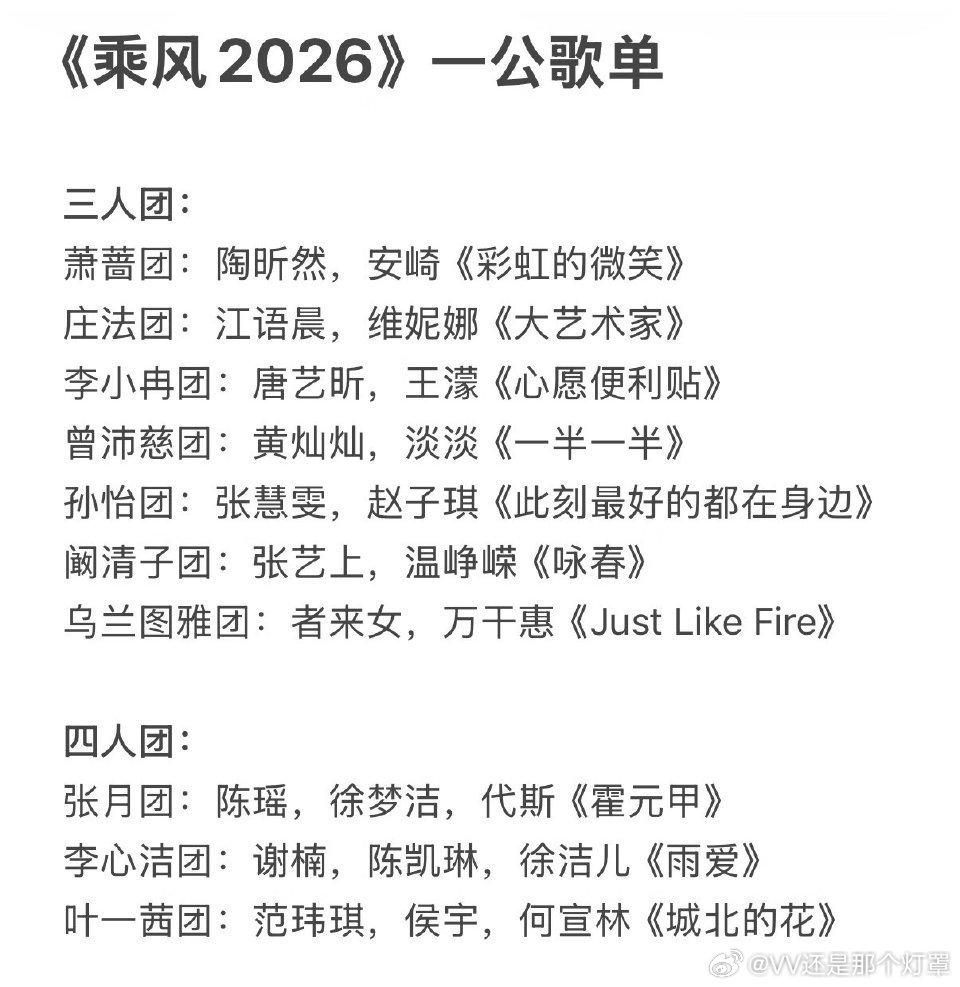 乘风2026一公选歌组队你们想象一下王濛跳心愿便利贴