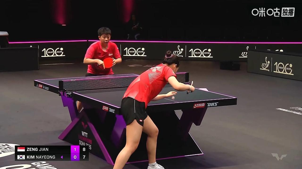 多哈冠军赛，险些爆出冷门
排名28位的金娜英，在大比分0-2，决胜局4-7落后的