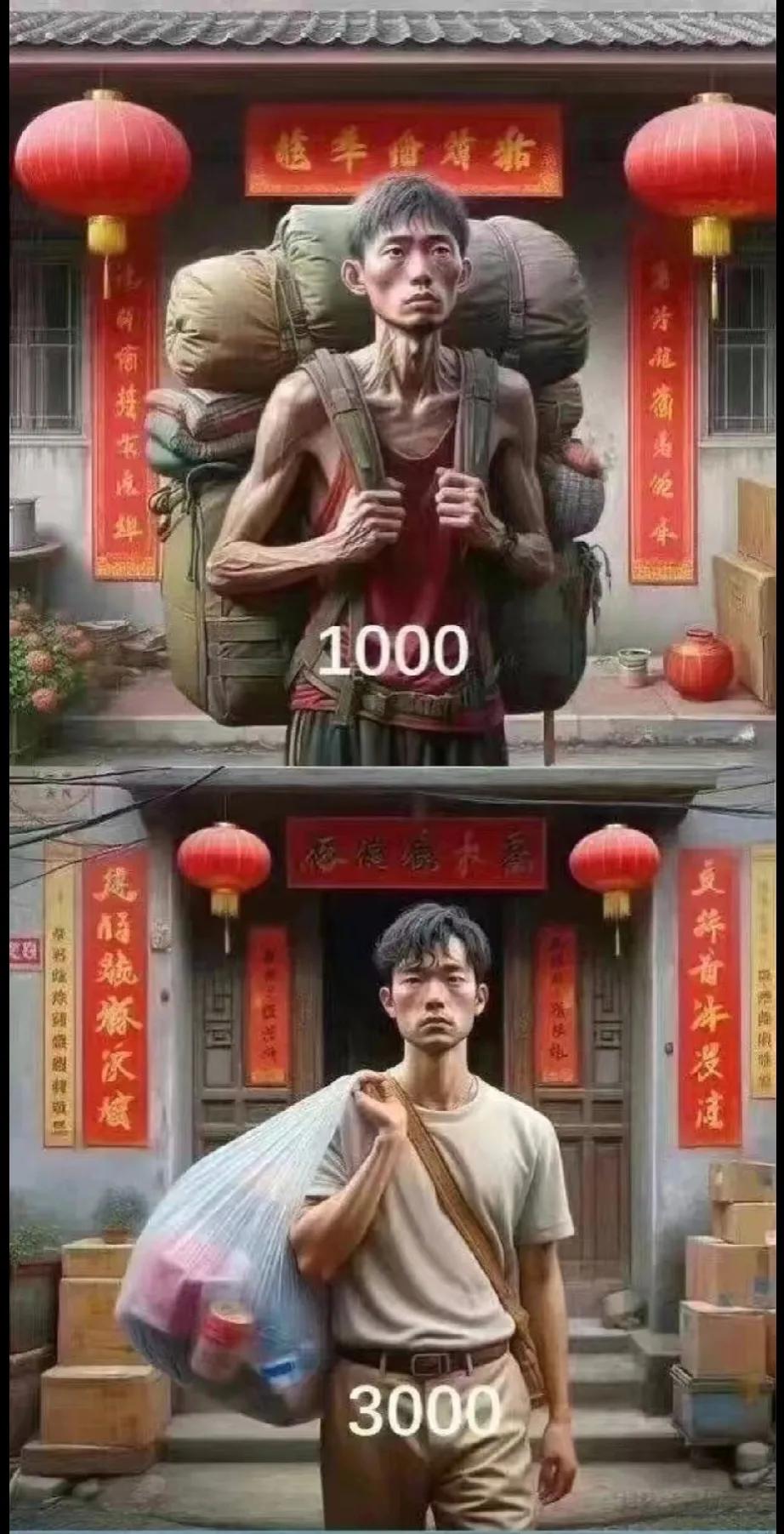 AI眼中不同收入的人回家过年，就是有一点我不太理解，为什么收入越高，老婆年纪越大