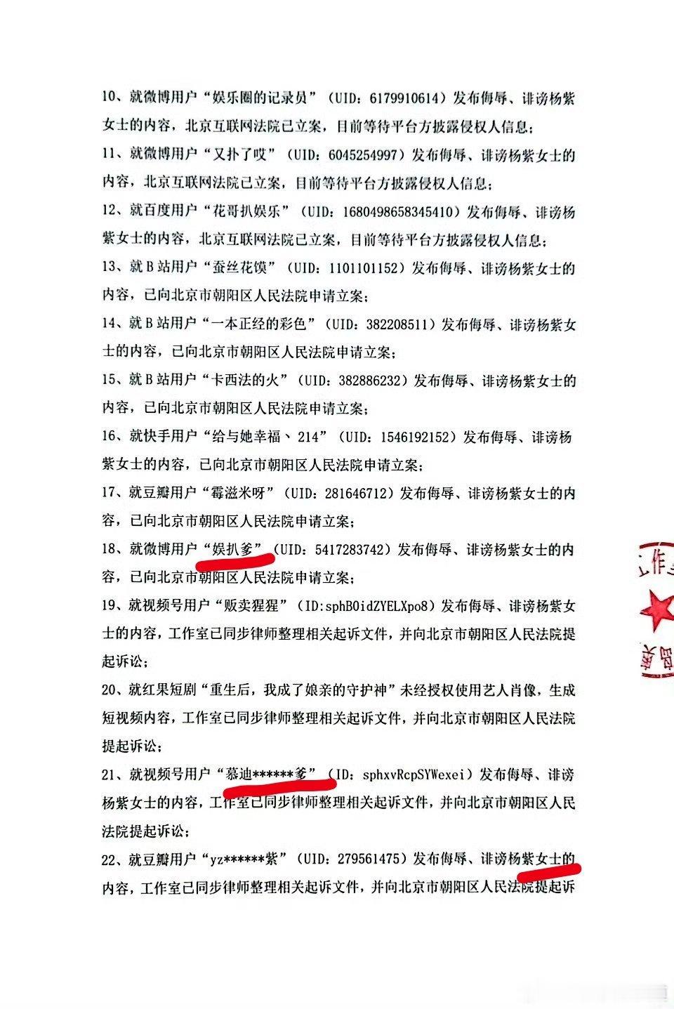 杨紫工作室发布维权进展，某明星粉丝上榜。 