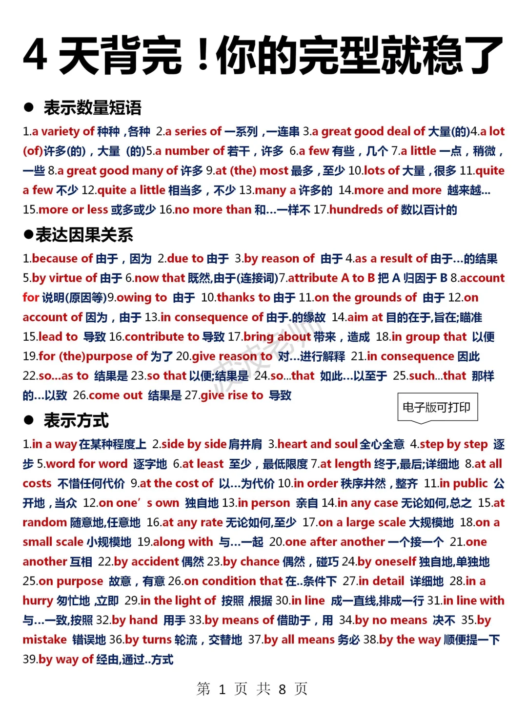稳上130+！高频短语背完闭眼选答案！满分💯