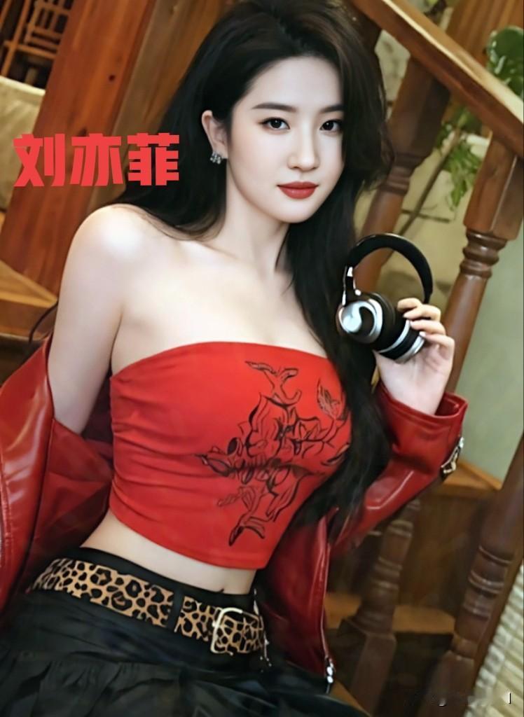 刘亦菲这造型也太美了！抹胸印花裙，印花与黑裙在灯光下闪得我移不开眼，卷发温柔又带