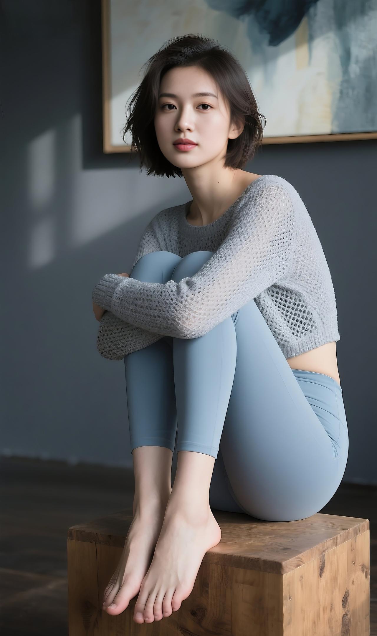 慵懒午后，光影漫过肩头，一件松弛的镂空针织，一条舒展的瑜伽裤，不追赶时间，只与自