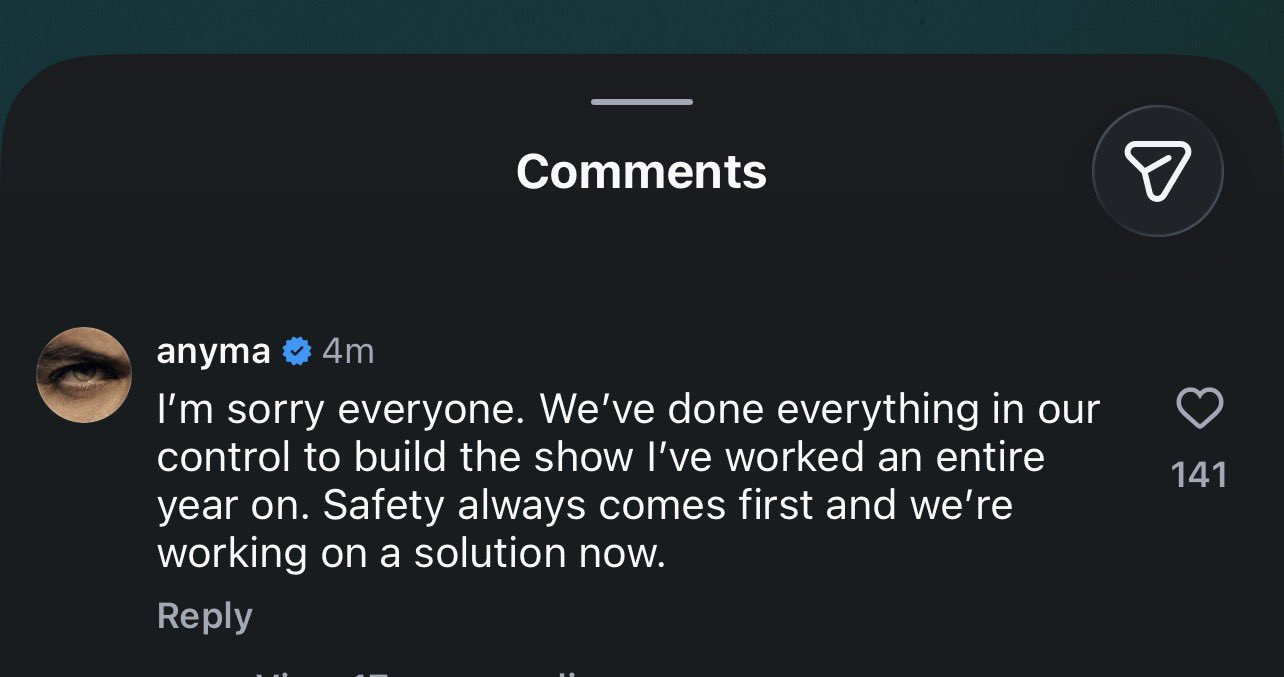 啊啊啊啊啊啊！Coachella 宣布，“由于强风天气影响了 Anyma 的舞台