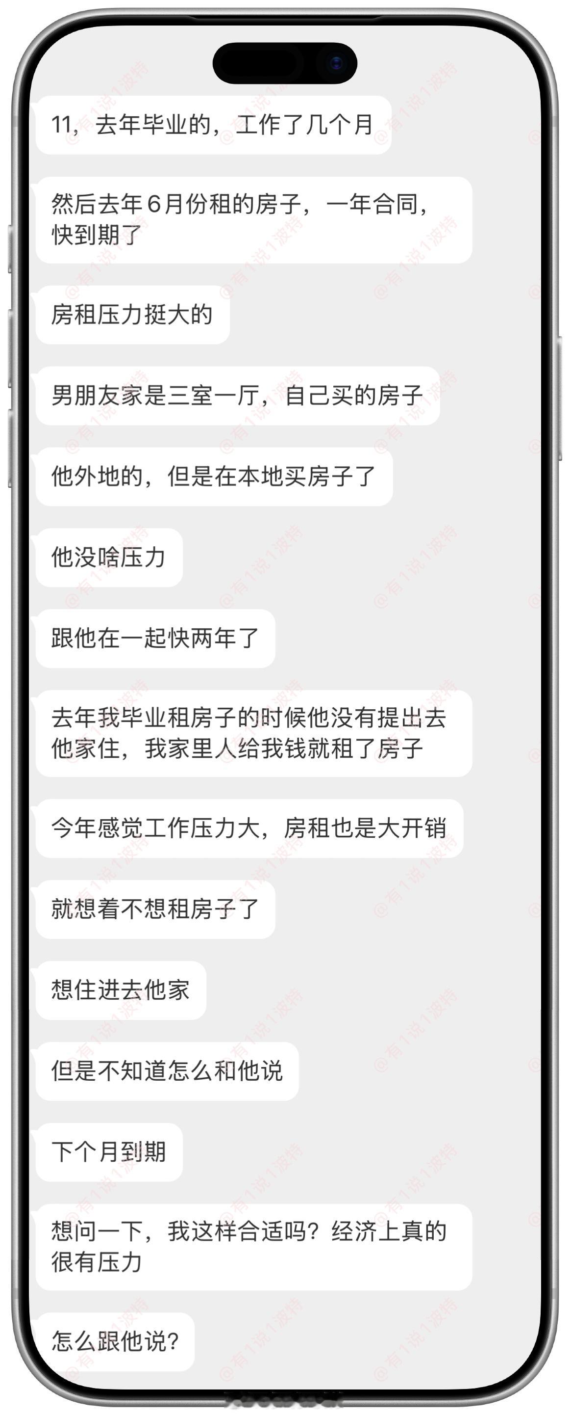 我在微博当bot 下个月房子到期，不想续租想住男朋友的三室一厅？？？情感咨询