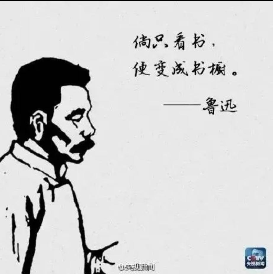 倘只看书，便变成书橱。
鲁迅，他这样说过吗？
他1927年在《读书杂谈》中
还真