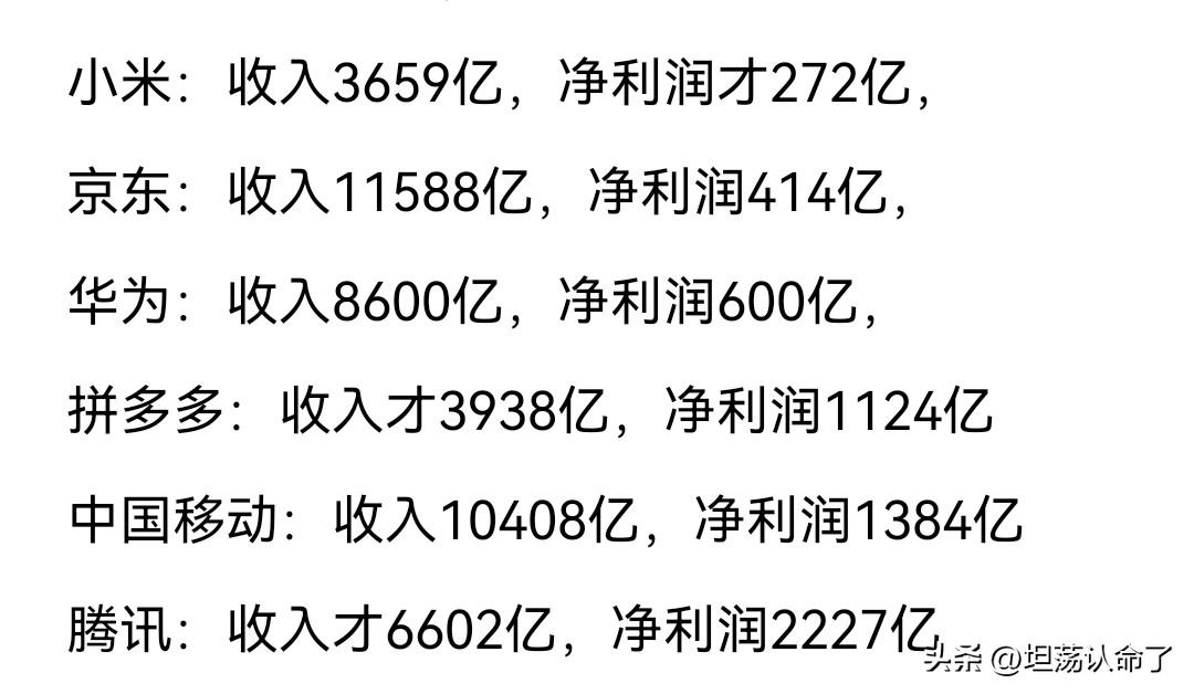 看了一下几大科技制造公司的收入与利润，腾讯毫无疑问是利润率第一位的，腾讯的营收只
