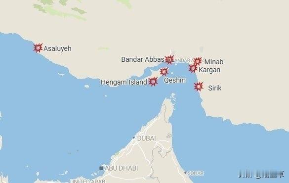 以下是美国再次对伊朗发动空袭的地图。

美军正在打击伊朗南部沿海霍尔木兹海峡沿岸