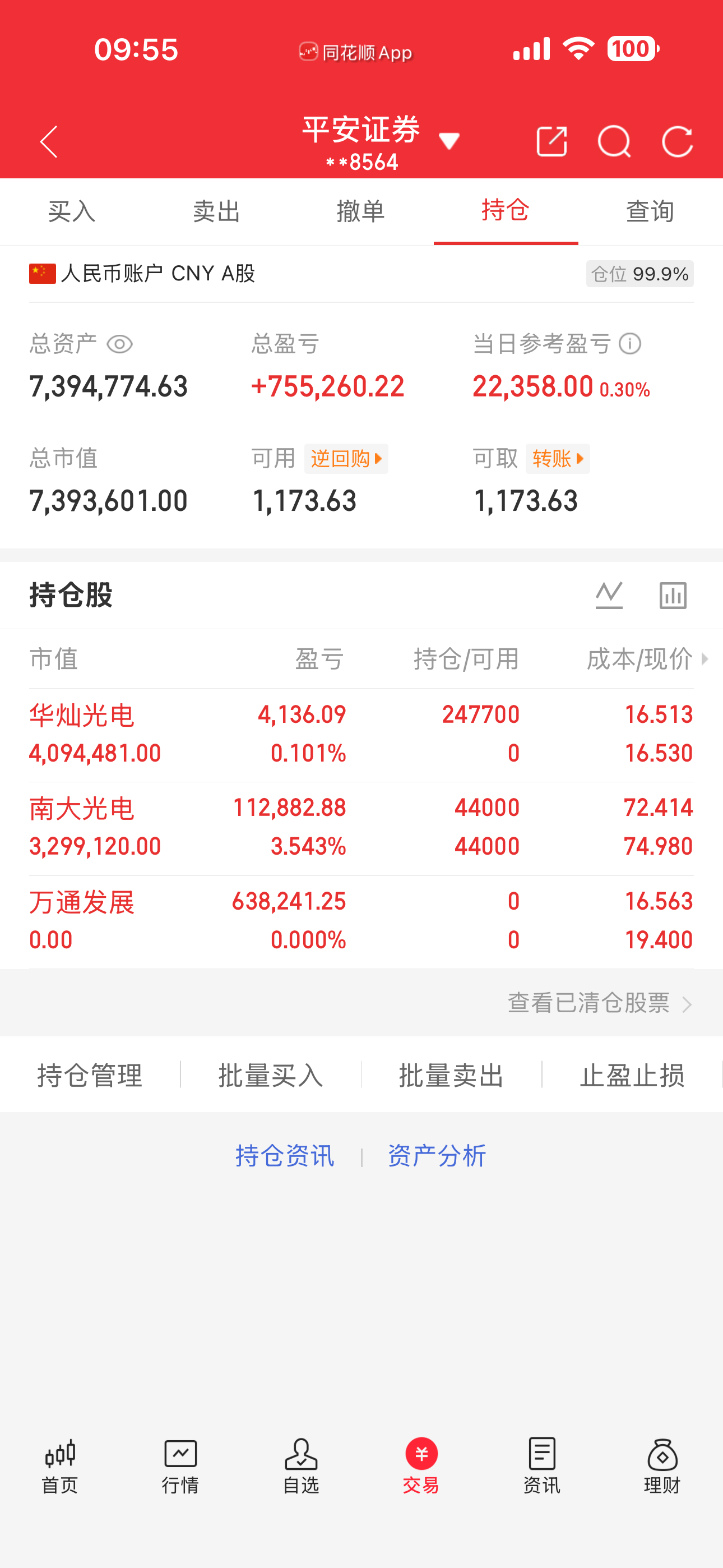 万通冲高已经收获落袋，买入华灿 
