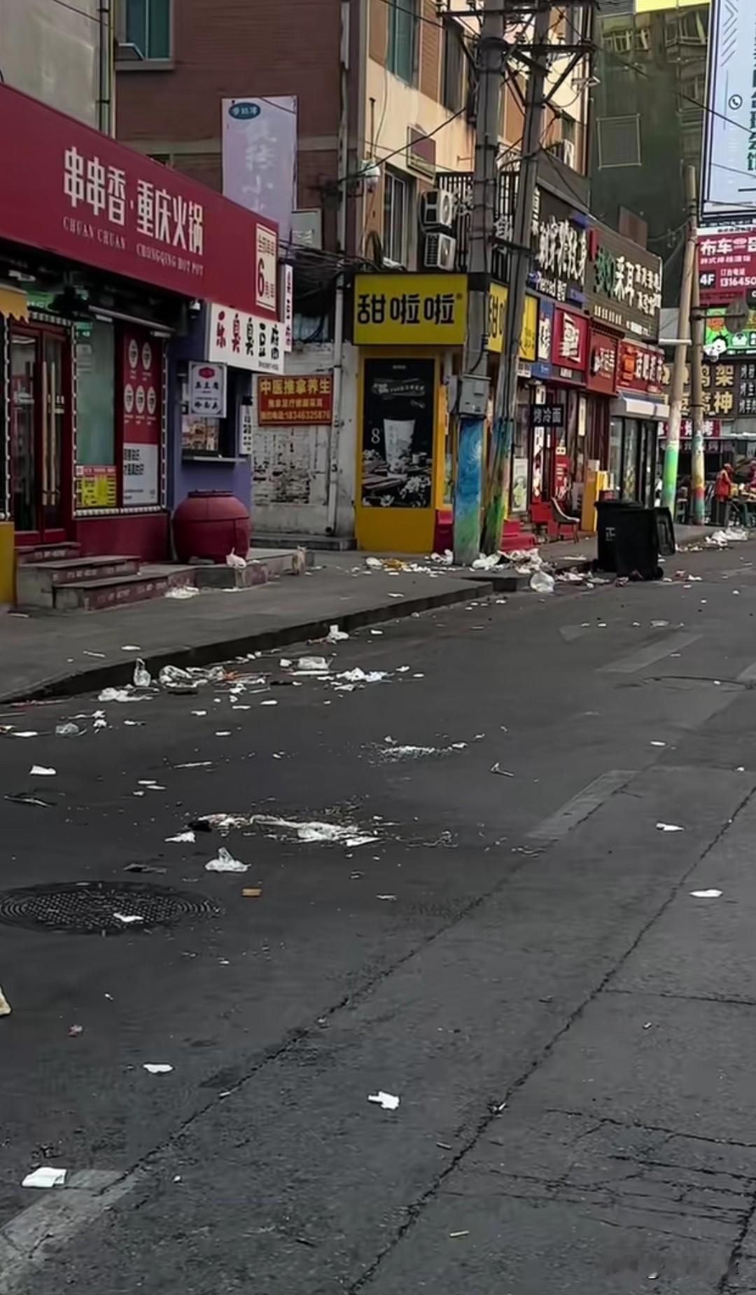 烟火气不能变“脏乱气”！大连罗斯福后身如意街夜市散场后满地狼藉太扎心🔥
 
不