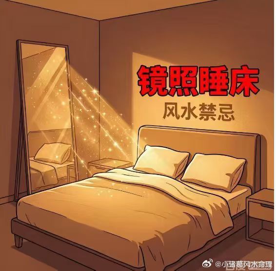 镜子对大床，求医日日忙1、当床直接对镜子时，睡眠中的人的能量被反射，可能导致睡眠