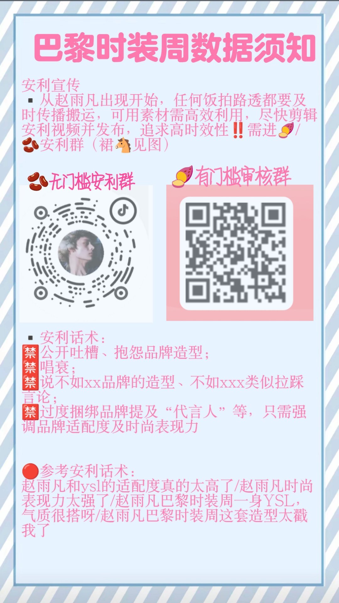 赵雨凡巴黎时装周 🦅赵雨凡YSL 📢‼️巴黎时装周数据须知‼️📢（比较系统