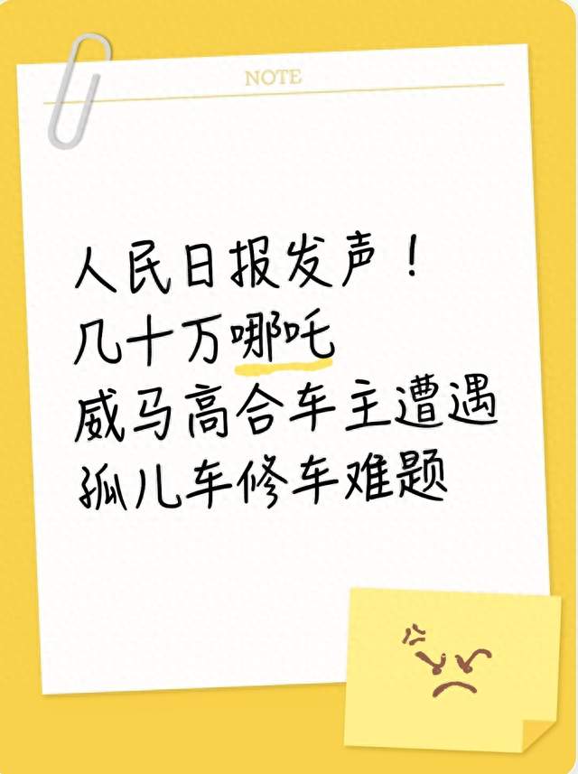 人民日报发声！几十万哪吒威马高合车主遭遇孤儿车修车难题