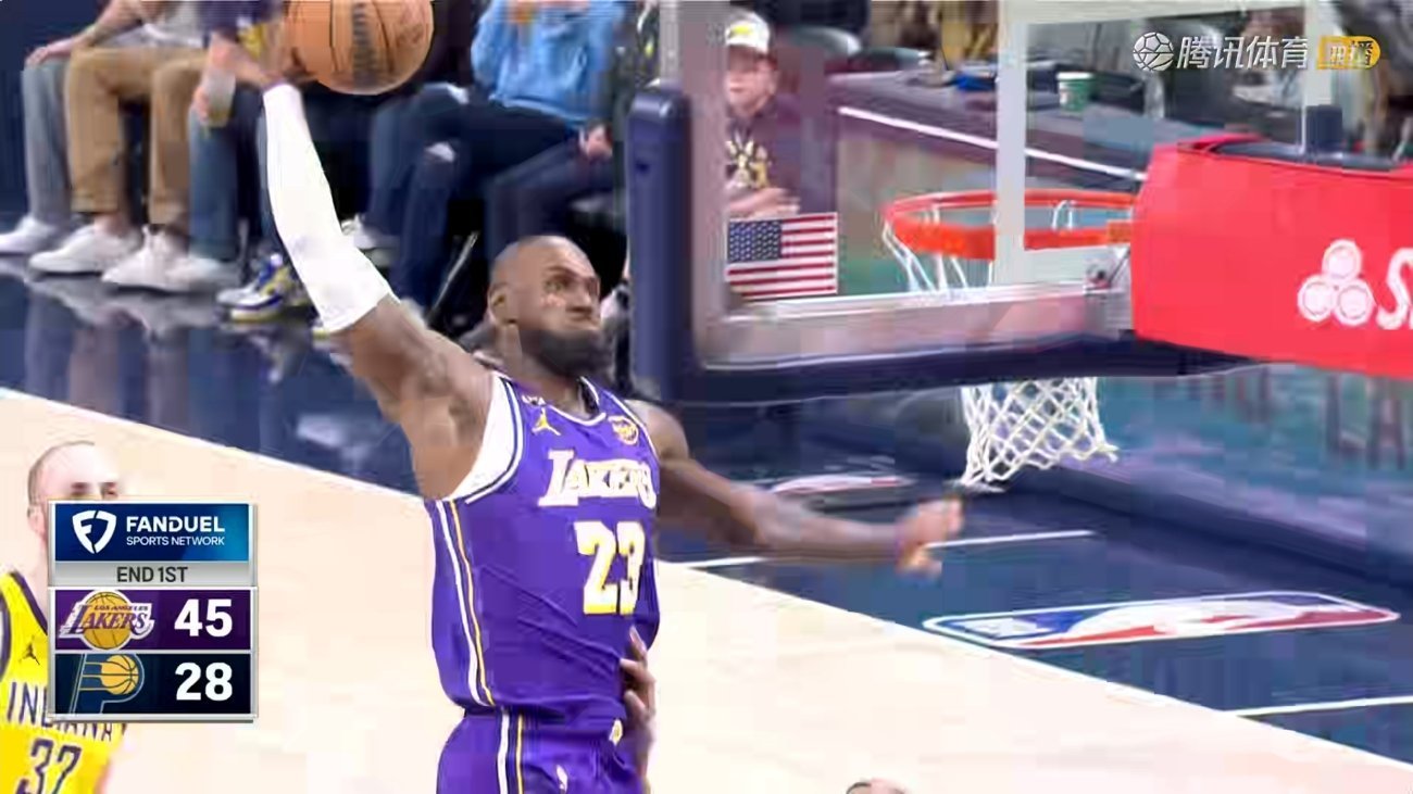 首节45-28领先步行者17分！有什么想说湖人vs步行者