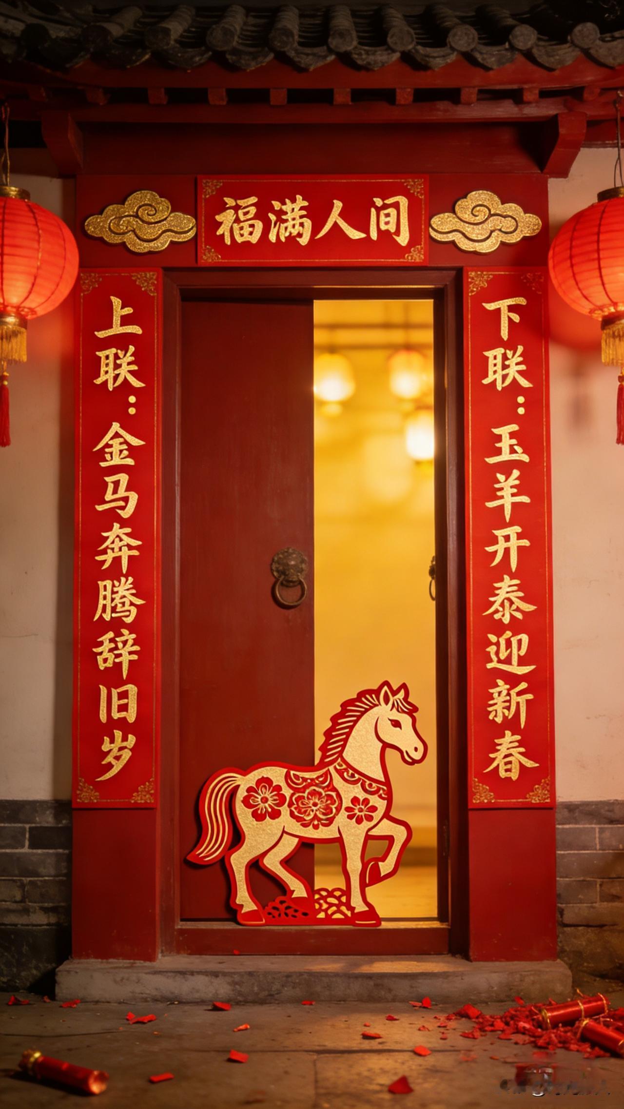 求个神仙下联！对上直接做搭子，一起静品读联！

上联：门贴红联辞旧岁
下联：？？