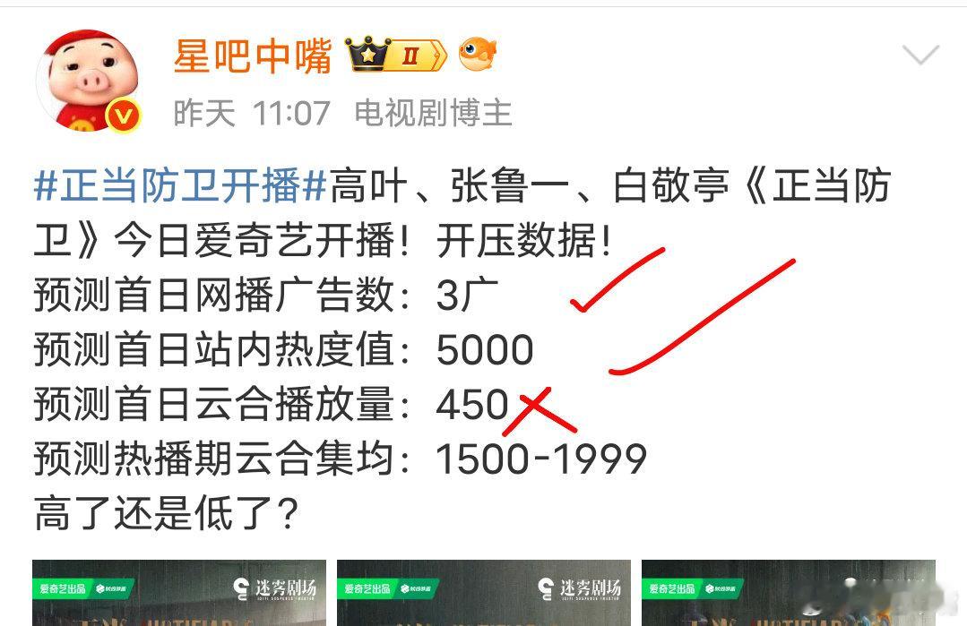 正当防卫高叶 张鲁一 白敬亭《正当防卫》首日战报！网播广告数：3广   预测正确