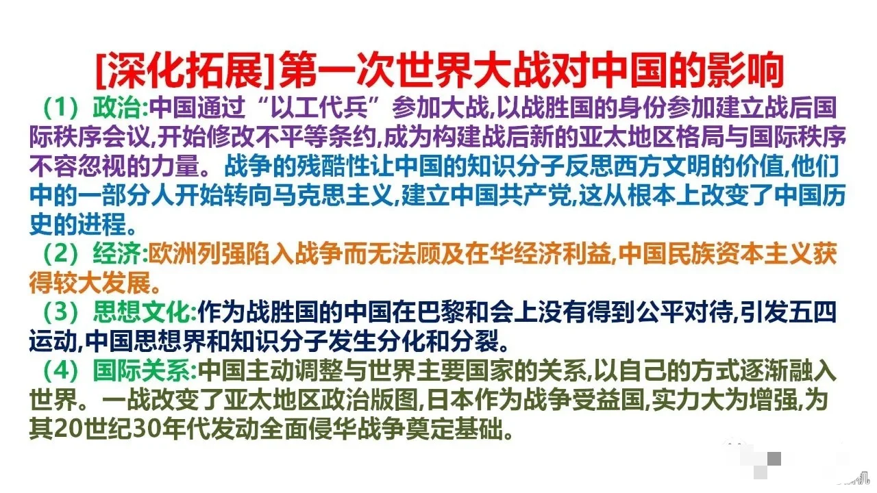 一战对中国的影响