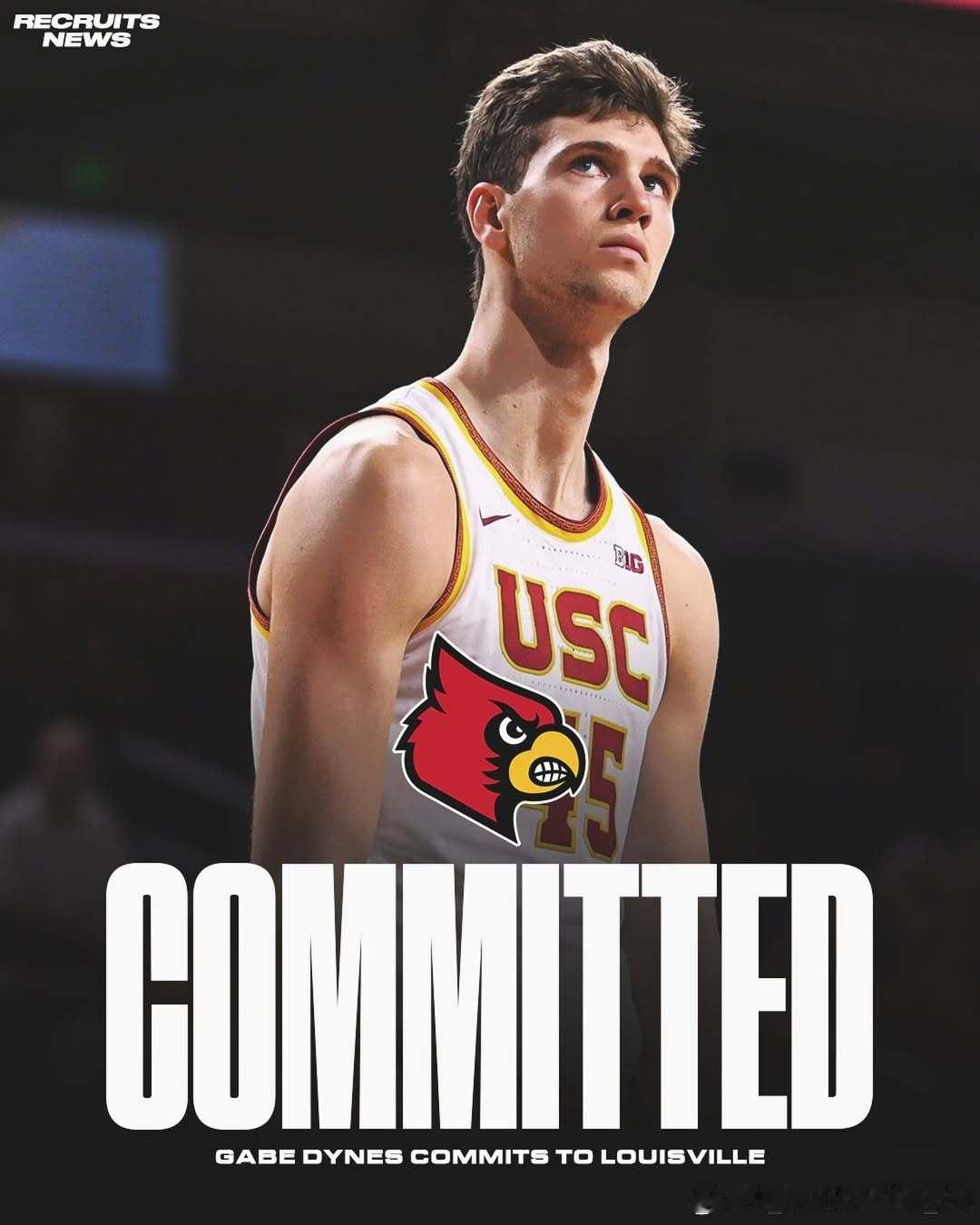 南加大学身高7尺5寸（约2.26米）中锋加布·戴恩斯(Gabe Dynes)转学