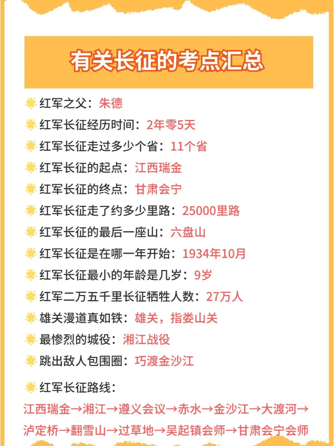 长征90周年！有关长征的常识考点汇总