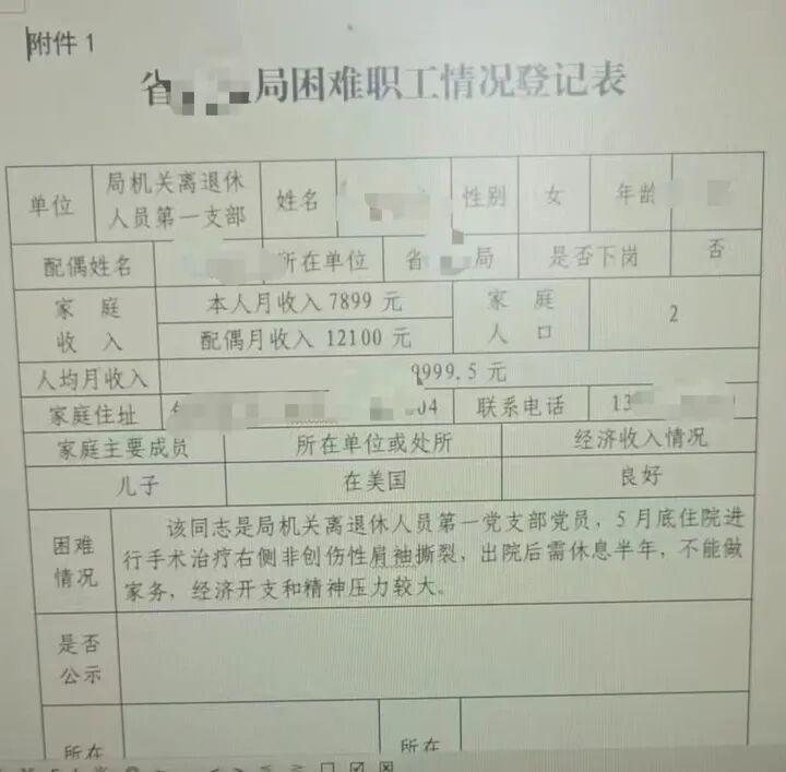 【退休女干部重新定义“困难职工”】
6月30日，安徽省药监局一份《困难职工情况登