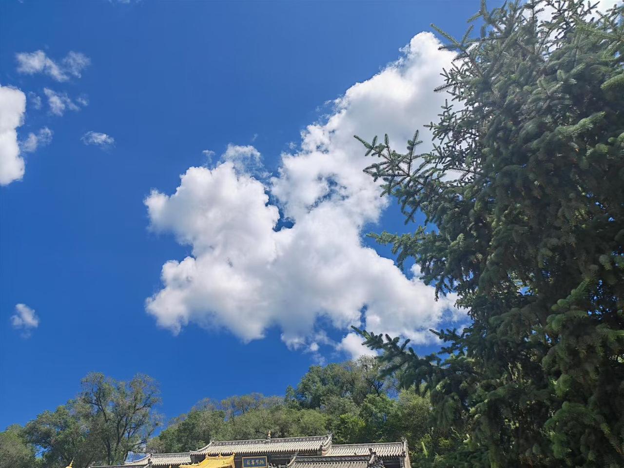 文殊菩萨坐骑青狮像再现五台山显通寺上空🙏🙏🙏