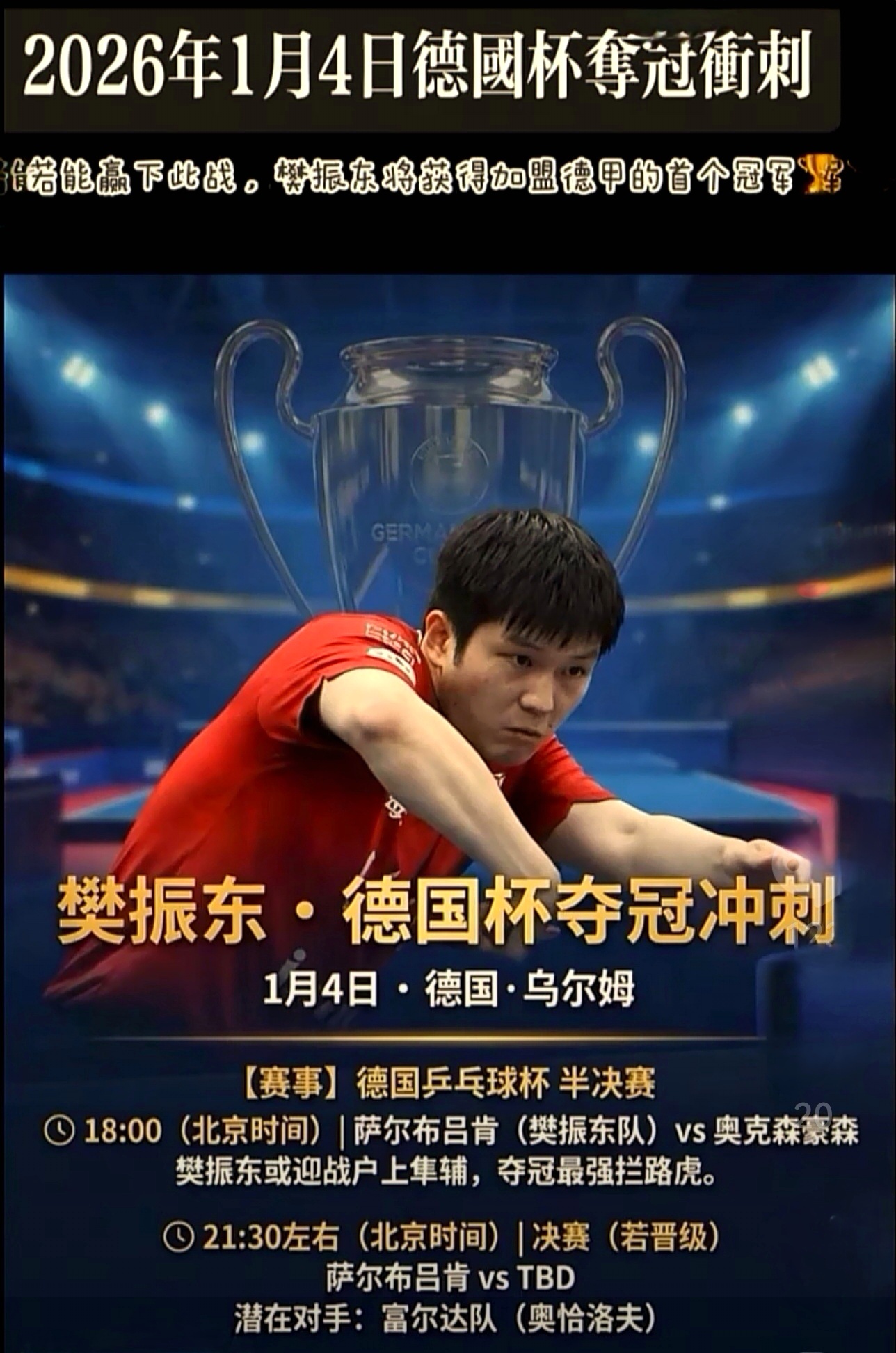 一起期待德国杯夺冠夜期待真王归位一代宗师樊振东全国人民都想樊振东回来打球 ❖ 图
