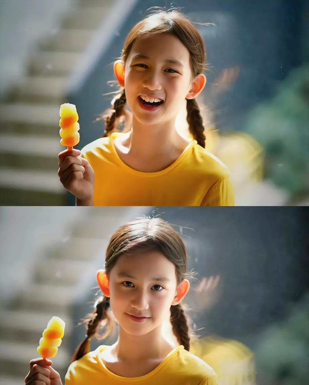 12岁多妹身高追上黄磊。都夸基因好，没人看见她身上的松弛感。眼睛瞎了？

网友环