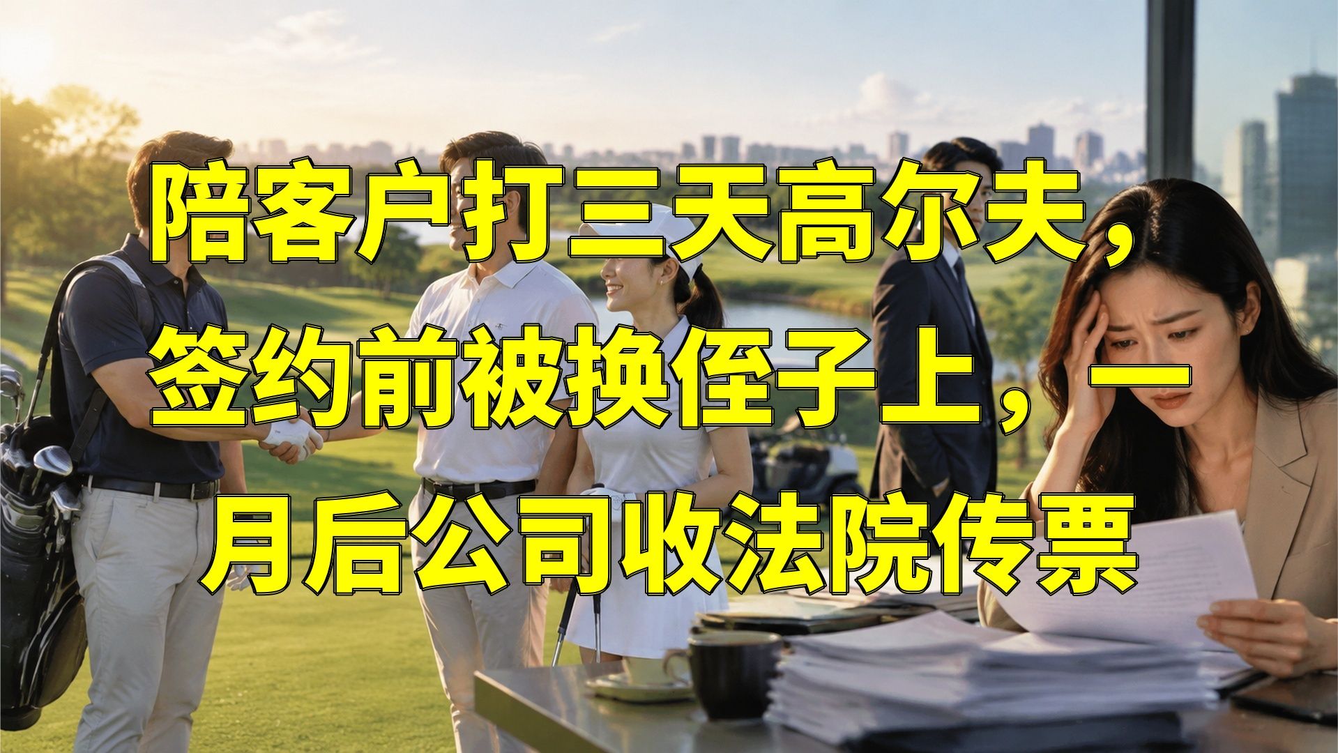 陪客户打三天高尔夫，签约前被换侄子上，一月后公司收法院传票