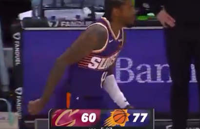 杰伦-格林后撤步三分稳稳命中打停对手，太阳领先骑士17分