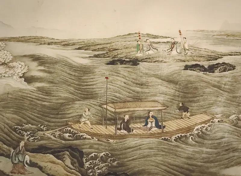 出上：山高不碍云来往，
对下：水秀推波浪起伏。