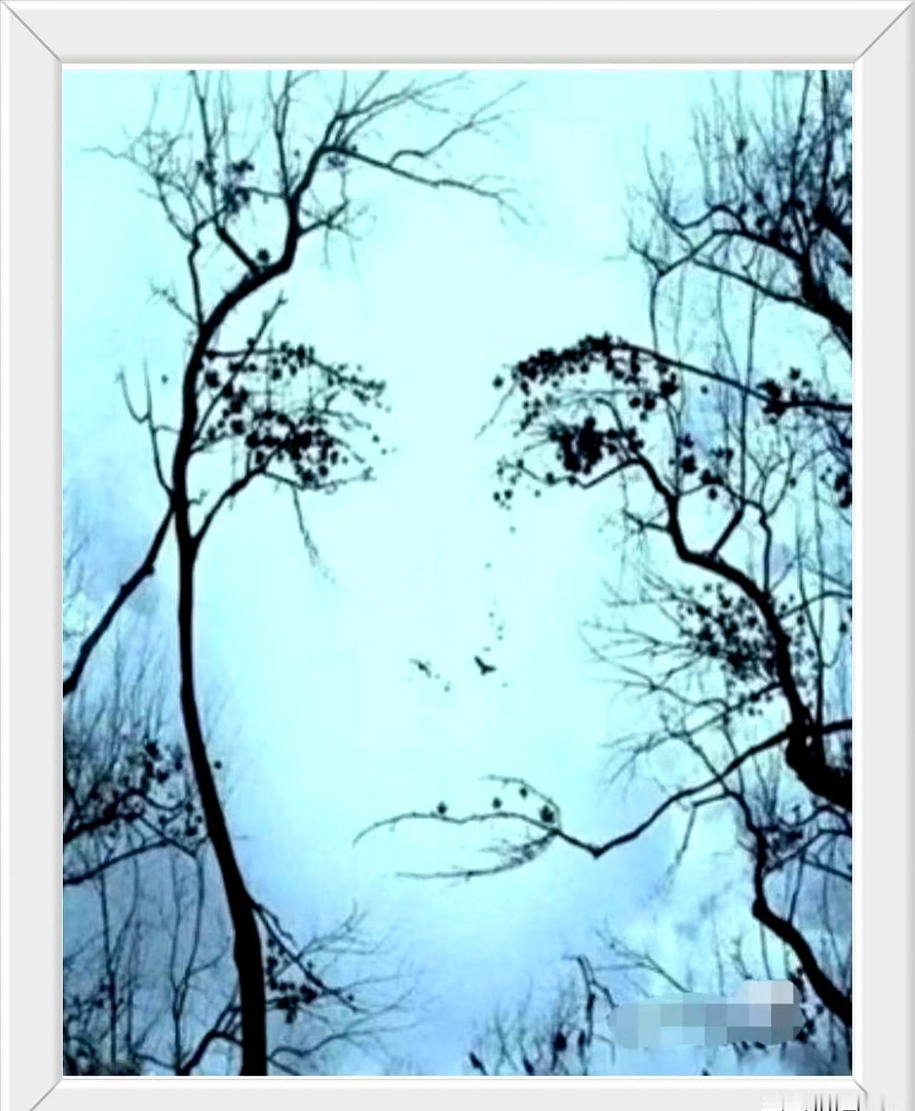 你第一眼看到的是人脸，还是树林？
这张图看着简单，其实挺能“套”出一个人的第一反