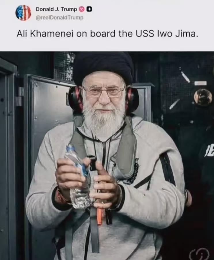 哈梅内伊结局会这样吗？美国总统发了这么一张图片，意思是不言而喻的，但我认为伊朗不