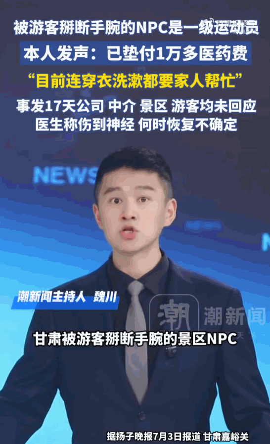 这就是故意伤害！甘肃嘉峪关，一名游客在方特景区里，竟然把一个帅气的NPC小哥胳膊