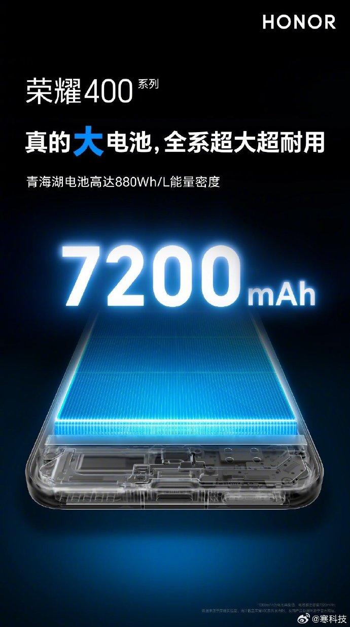 荣耀400听劝换大电池了这个续航谁看了不迷糊，并且通过创新封装工艺的10%超高含