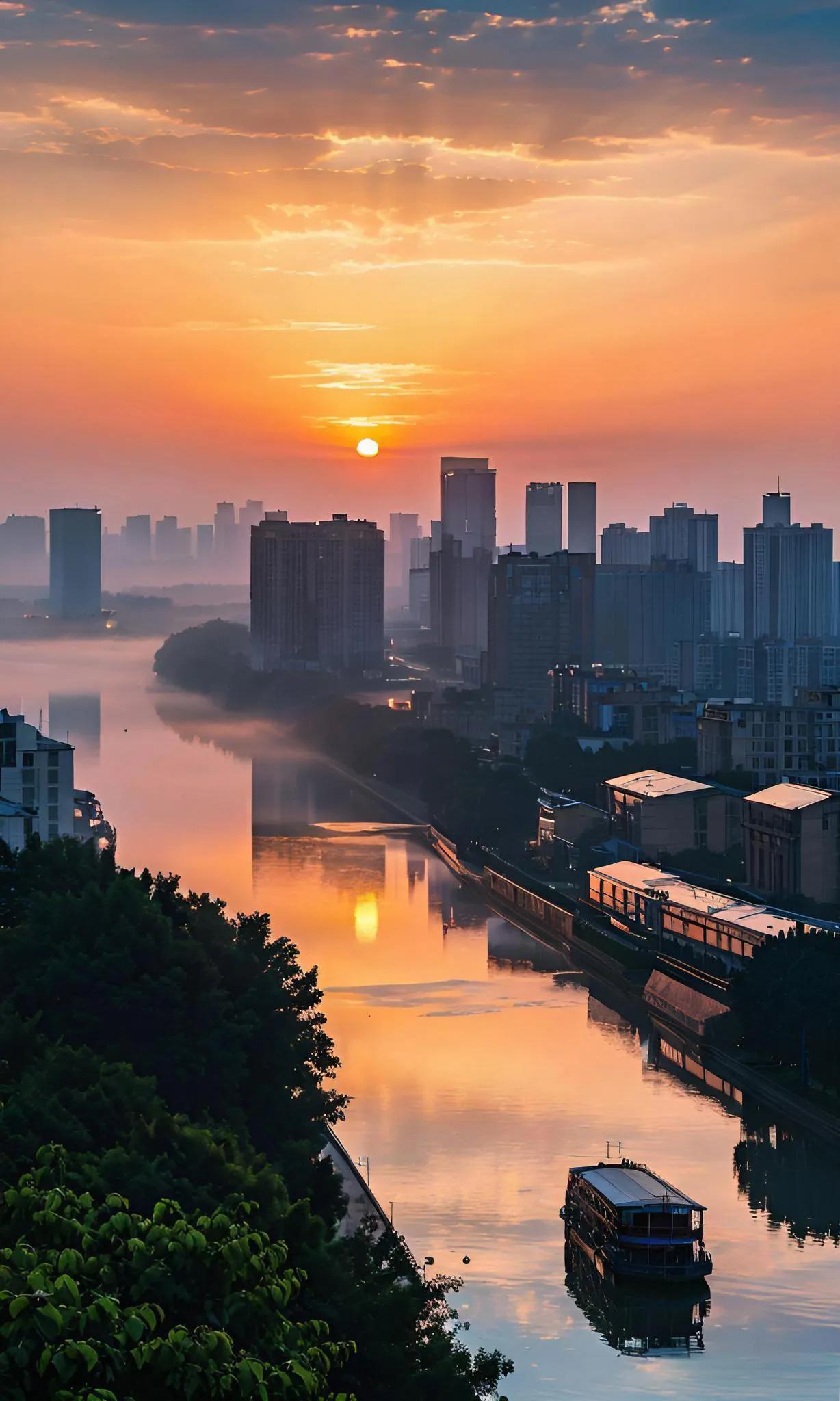 清晨的天空，宛如一幅被轻柔揭开的神秘画卷。起初，只是微微泛出鱼肚白，渐渐地，半缕