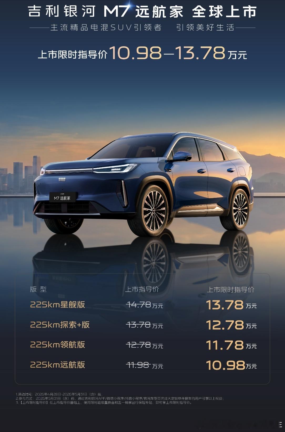 银河M7上市，紧凑型SUV，跟宋Pro，深蓝S05差不多大小，也是一个价格区间的