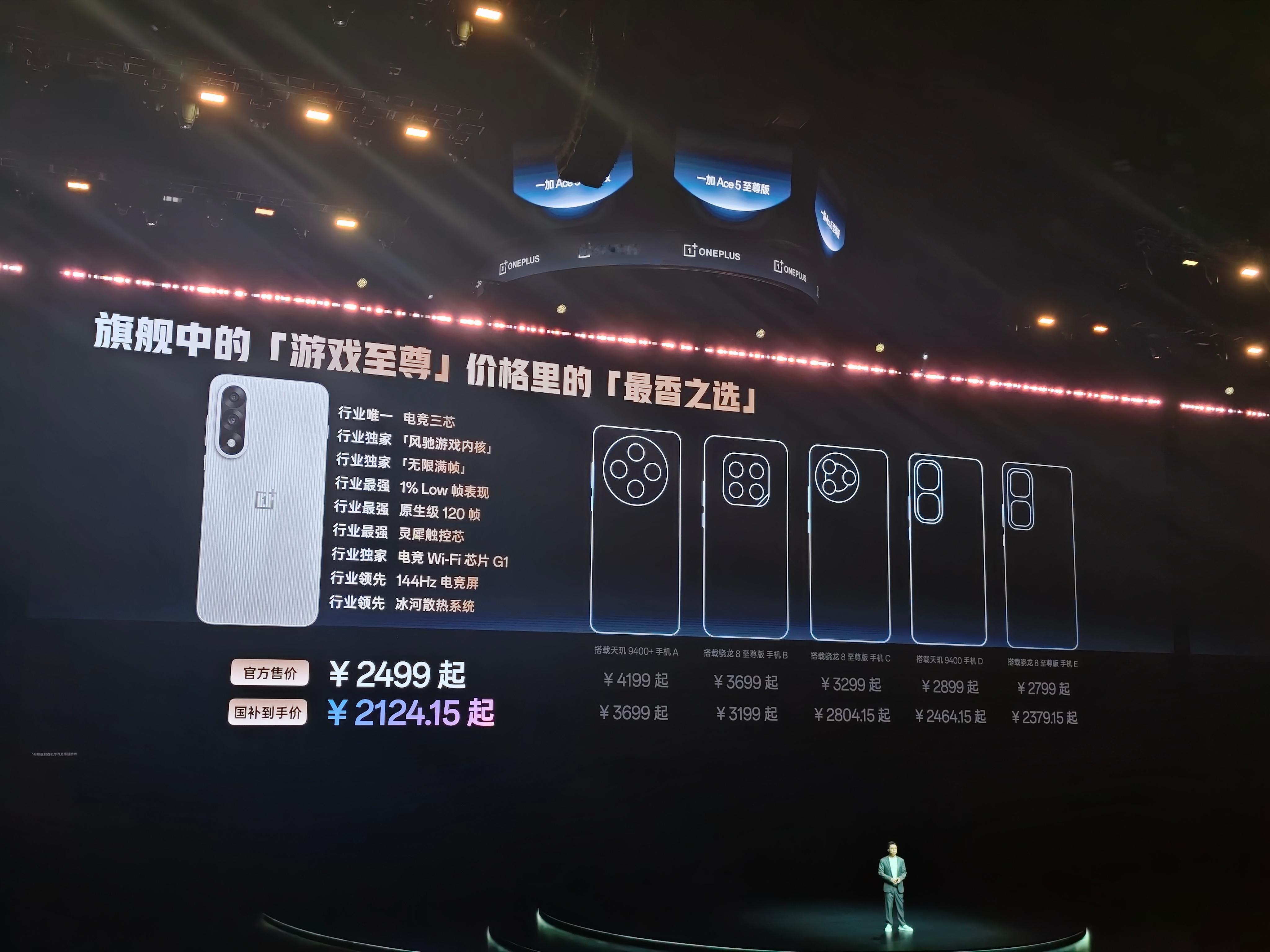 一加Ace5至尊版 售价来了，2499起，国补之后只要2124.15元，这性价比