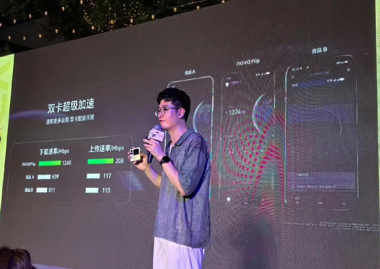 nova Flip“无 G”网络有点东西，双卡加速情况下，峰值下载速率1260M
