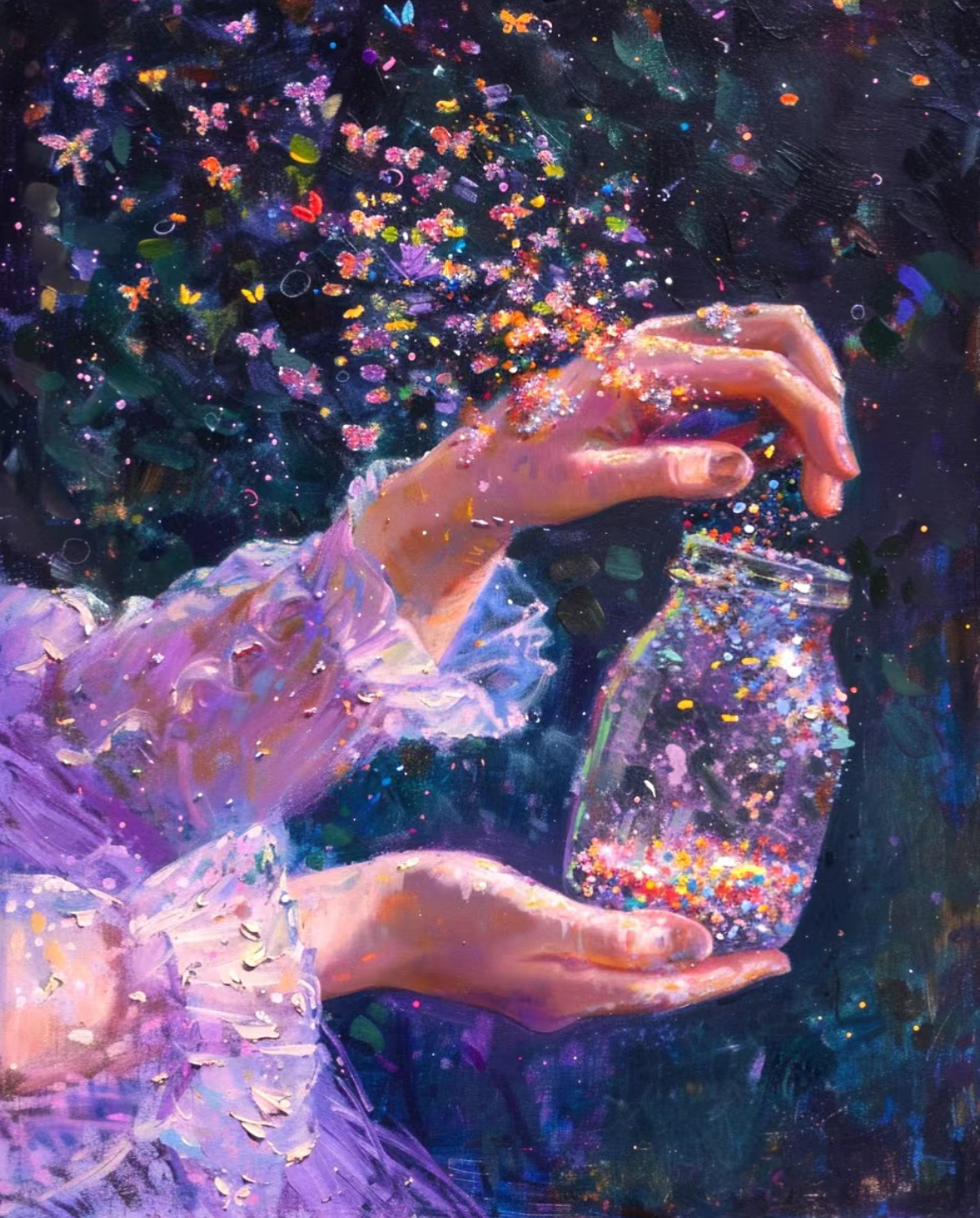 油画头像——紫色蝴蝶许愿瓶✨🦋许下愿望皆实现🙏🙏 ​​​