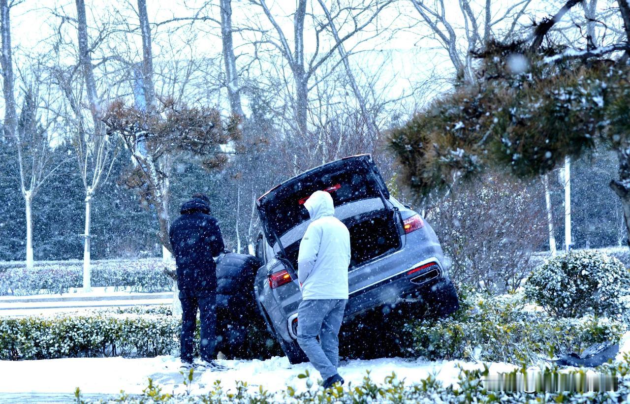 《烟台市记实》
路漫漫大雪纷飞，
花草丛中路难行。
下雪❄️的路上