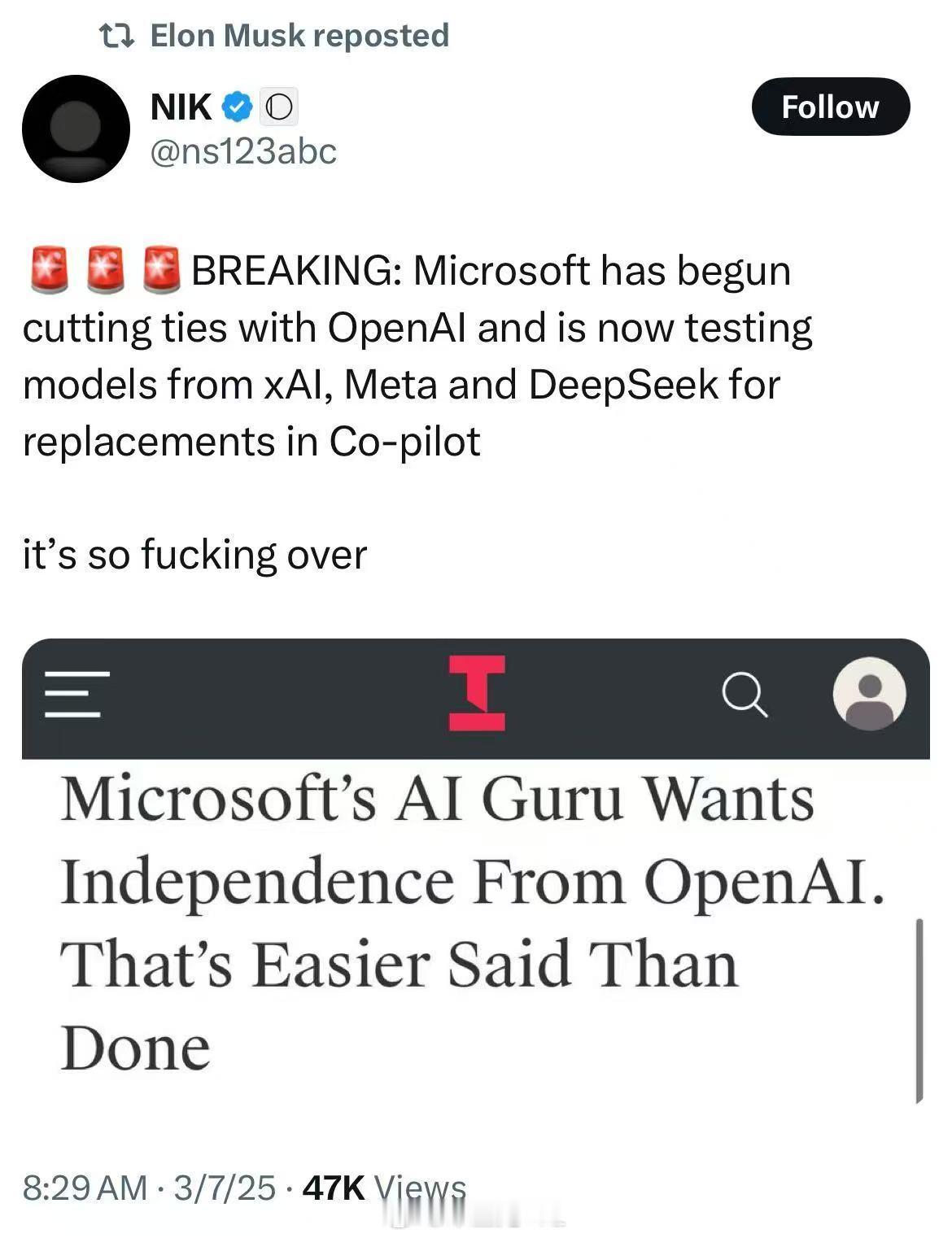 Breaking：微软下了openai的船，开始广撒网了 ​​​