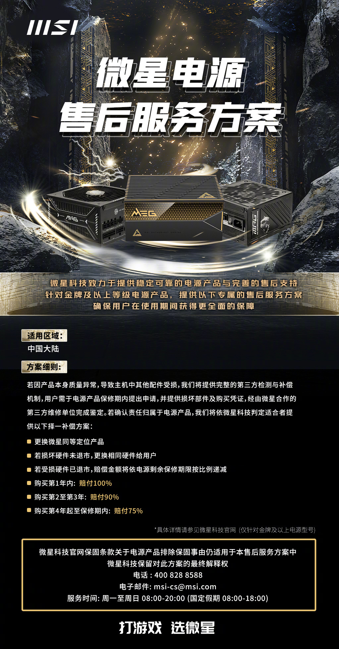 【微星电源售后升级：提供硬件损坏包赔服务 + 超长质保】微星宣布电源售后升级，提
