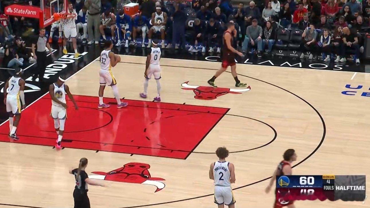 半场结束，勇士60-46领先14分！！怎么评价半场表现？ 