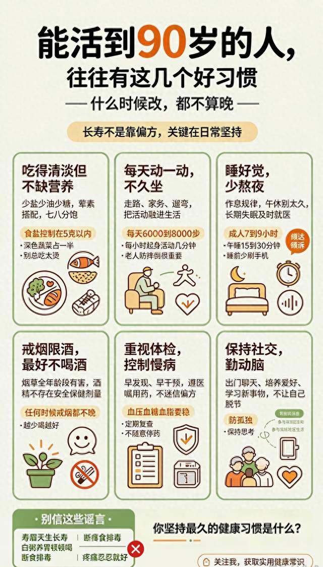 能活到90岁的人，往往有这几个好习惯，现在改不晚