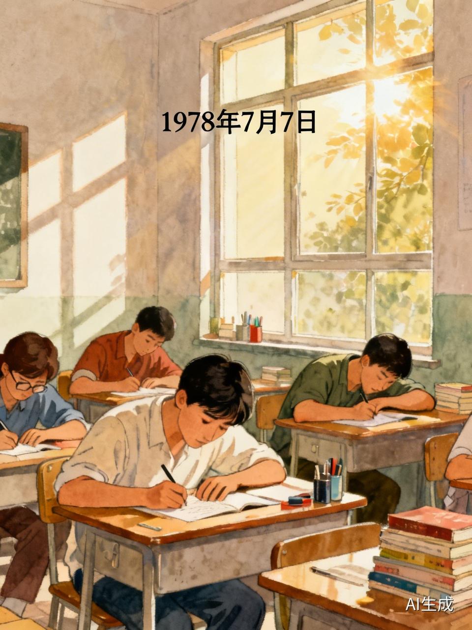 1978年7月7日，是恢复高考后首次于7月7、8、9日这三天举行高考的日子。这一