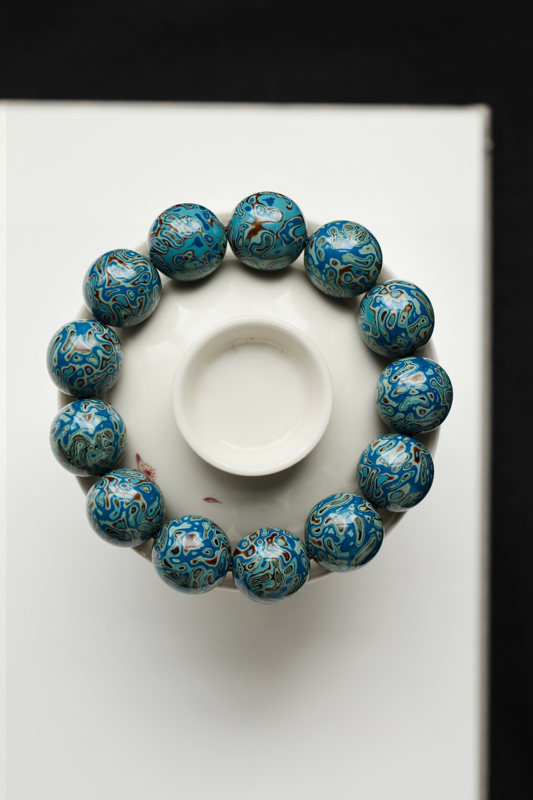 大漆【晴蓝】18mm13颗 天然大漆，大美绚烂。游于纹理之间，醉于色彩之美。 大